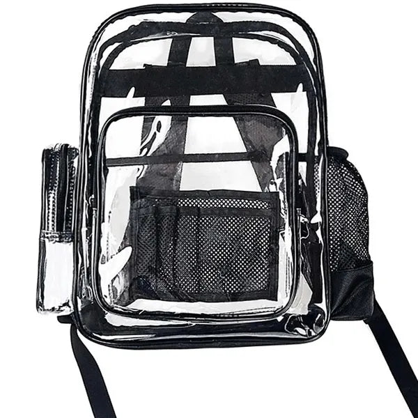 15 Inch PVC Clear Backpack with Side Pockets Heavy Duty