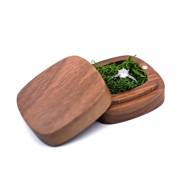 2.12" x 0.98" Hardwood Square Ring Box