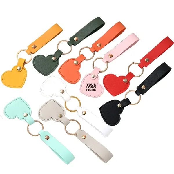 Heart-Shaped Leather Keychain