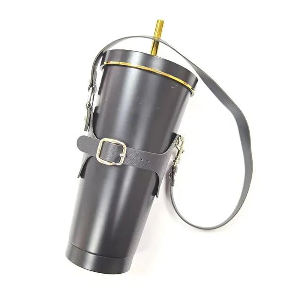 Adjustable Leather Cup Sleeve With Handle