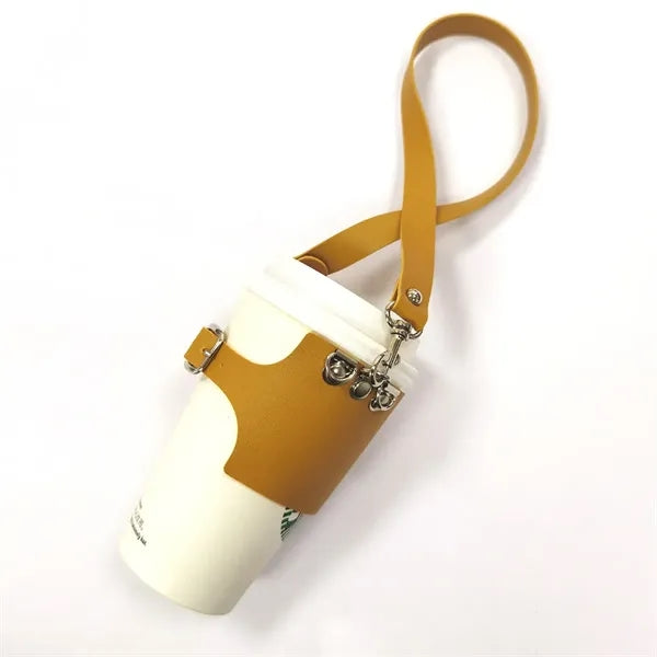 Adjustable Leather Cup Sleeve With Handle