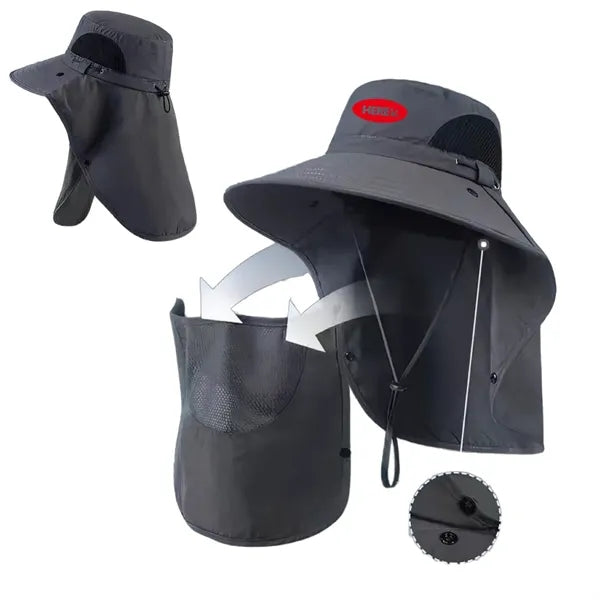 UV-Protective Quick-Dry Bucket Hat with Built-In Face Cover