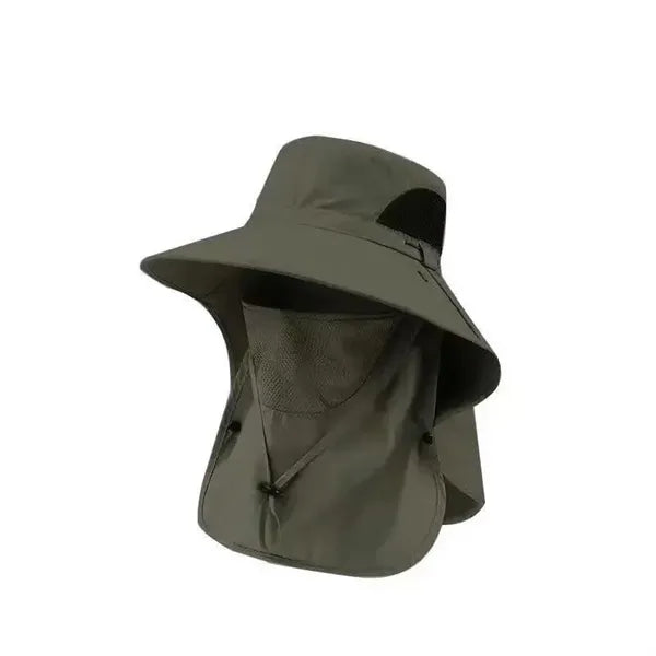 UV-Protective Quick-Dry Bucket Hat with Built-In Face Cover