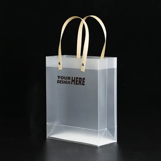8"x10"x3.5" PP Frosted Waterproof Gift Bag With Handles