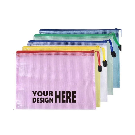 A4-sized Transparent Grid PVC File Bag