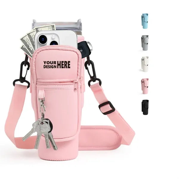 Neoprene Water Bottle Carrier Bag with Phone Pocket