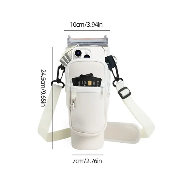 Neoprene Water Bottle Carrier Bag with Phone Pocket