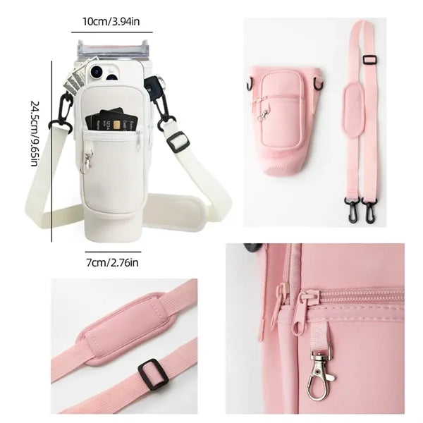 Neoprene Water Bottle Carrier Bag with Phone Pocket