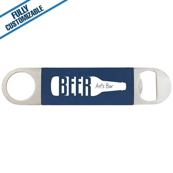 Long Bottle Opener With Engraved Silicone Grip- Fully Custom