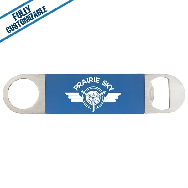 Long Bottle Opener With Engraved Silicone Grip- Fully Custom