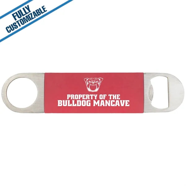 Long Bottle Opener With Engraved Silicone Grip- Fully Custom