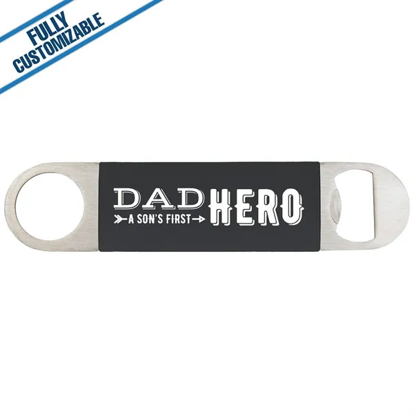 Long Bottle Opener With Engraved Silicone Grip- Fully Custom