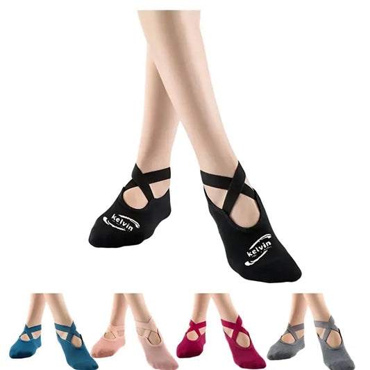 Yoga Socks for Women with Non-Slip Grips & Straps