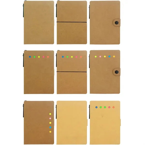 Kraft Paper Combination Notepad With Sticky Note With Pen