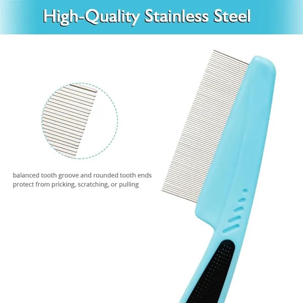 Flea Comb with Rubber Handle For Dog Or Cat