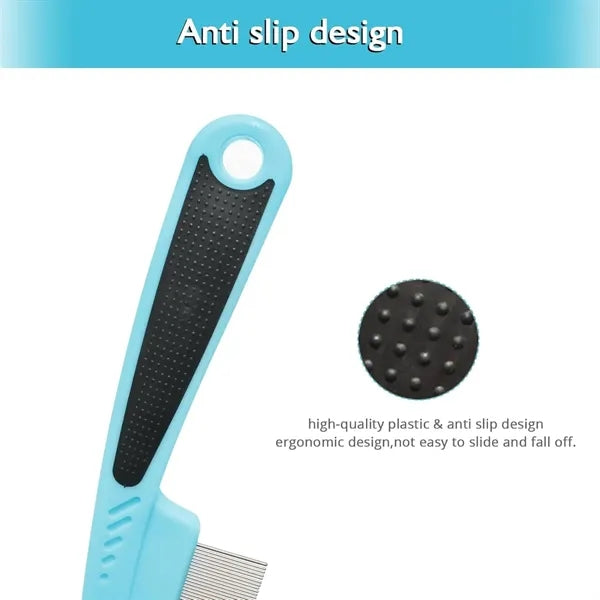 Flea Comb with Rubber Handle For Dog Or Cat