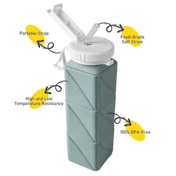 21OZ. Collapsible Silicone Water Bottles Leakproof