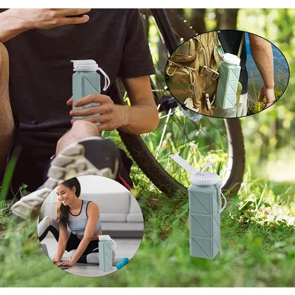 21OZ. Collapsible Silicone Water Bottles Leakproof