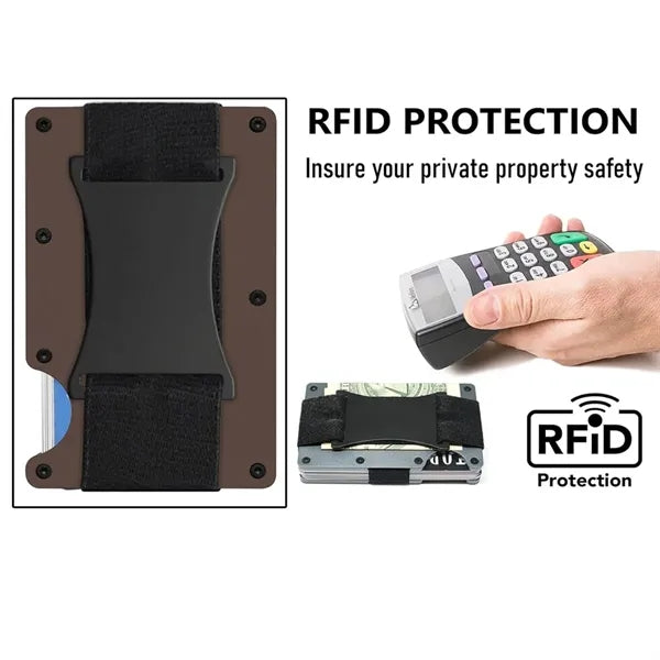 Slim Minimalist Wallet with RFID Blocking and Money Clip