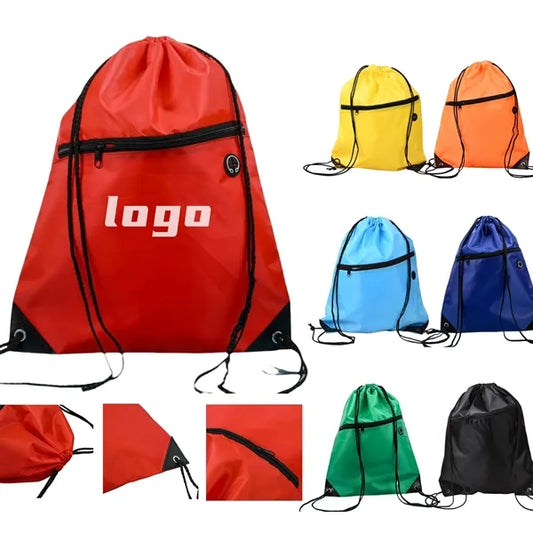 Polyester Drawstring Bags Logo Print Fitness Events
