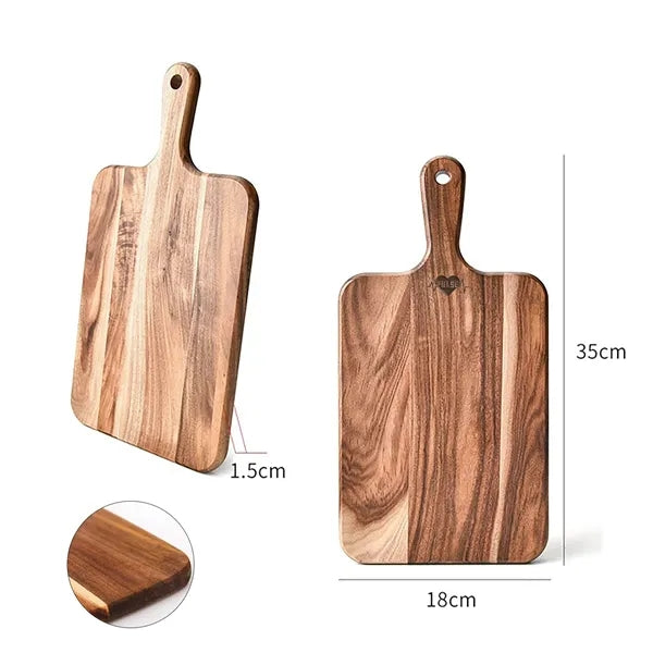 13.77" Wood Cutting Board Paddle Shape with Drip Ring