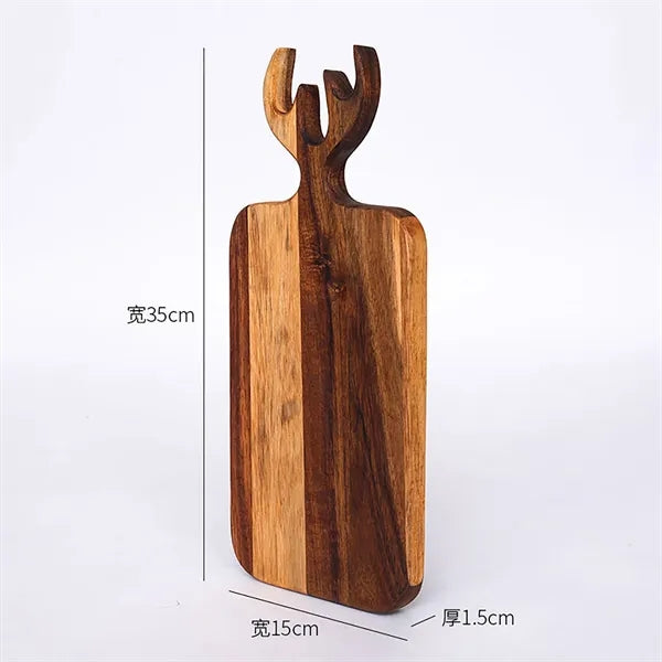 13.77" Wood Cutting Board Paddle Shape with Drip Ring