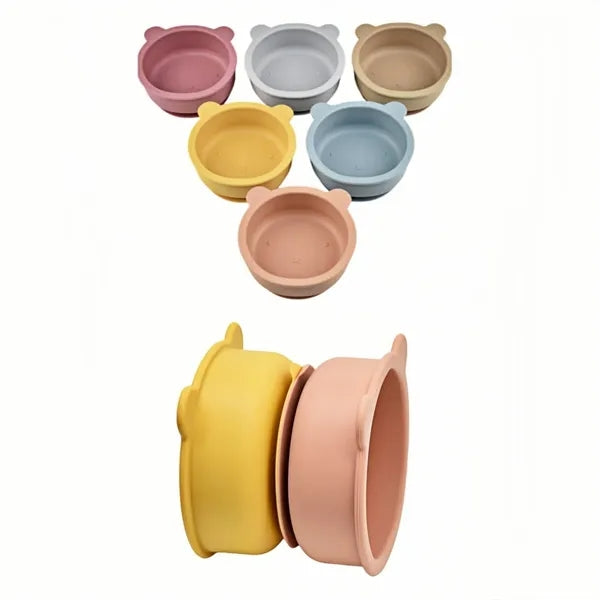 Bear Shaped Silicone Suction Baby Bowl