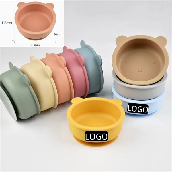 Bear Shaped Silicone Suction Baby Bowl