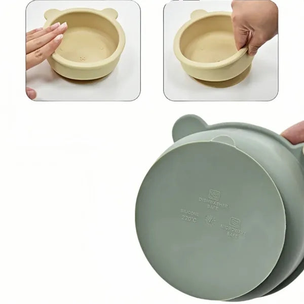 Bear Shaped Silicone Suction Baby Bowl