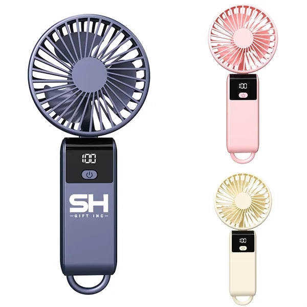 USB Rechargeable Foldable Fan with Real-Time Electricity Dis