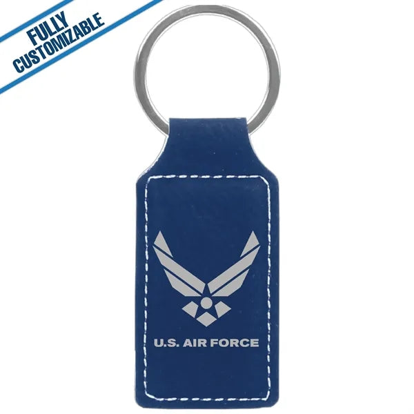 Engraved Leatherette Rectangle Keychain - Fully Customizable