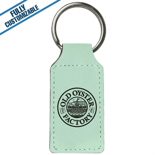 Engraved Leatherette Rectangle Keychain - Fully Customizable