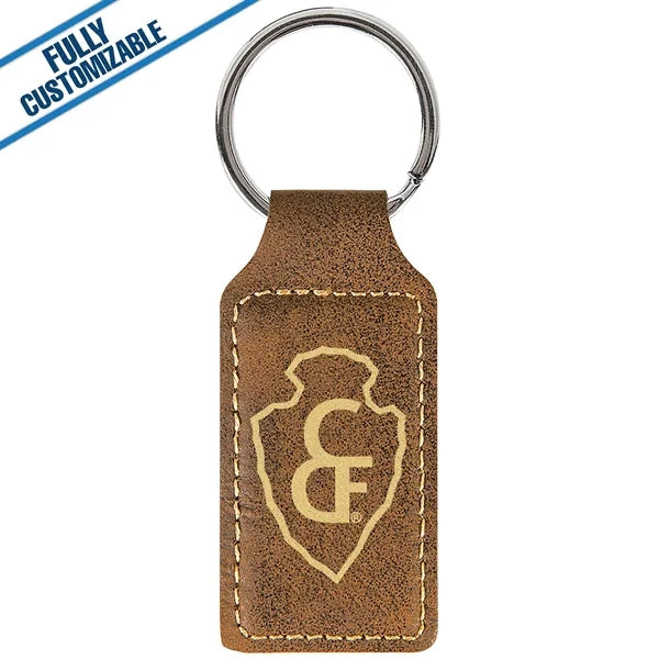 Engraved Leatherette Rectangle Keychain - Fully Customizable