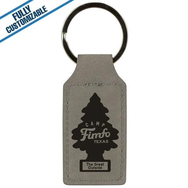 Engraved Leatherette Rectangle Keychain - Fully Customizable