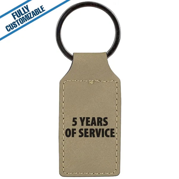 Engraved Leatherette Rectangle Keychain - Fully Customizable