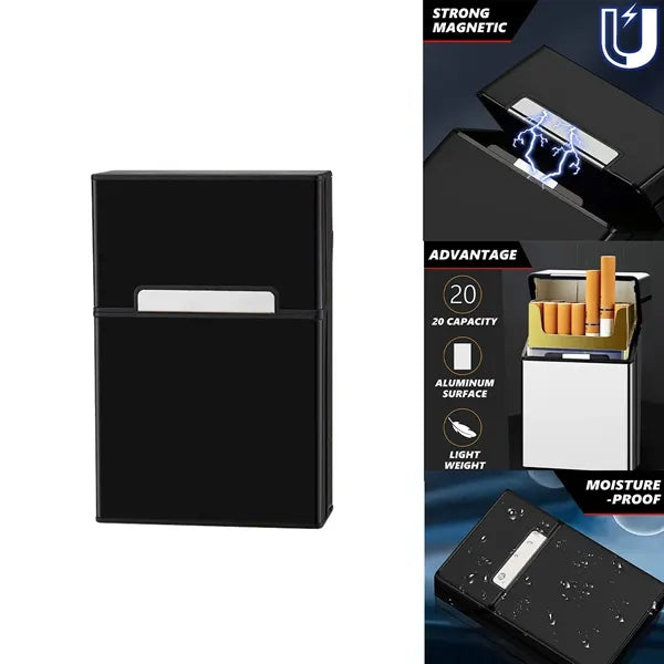 Magnetic Switch Flip Top Closure Aluminum Cigarette Case