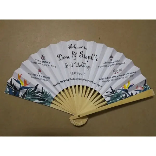 Folding Paper Hand Bamboo Fans for Wedding and Party Favors