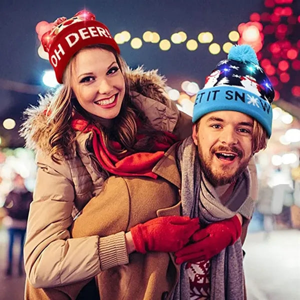 LED Light Up Christmas Sweater Hat
