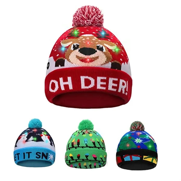 LED Light Up Christmas Sweater Hat