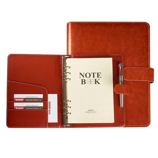 PU Leather Organizer Pockets Binder Refillable Notebook