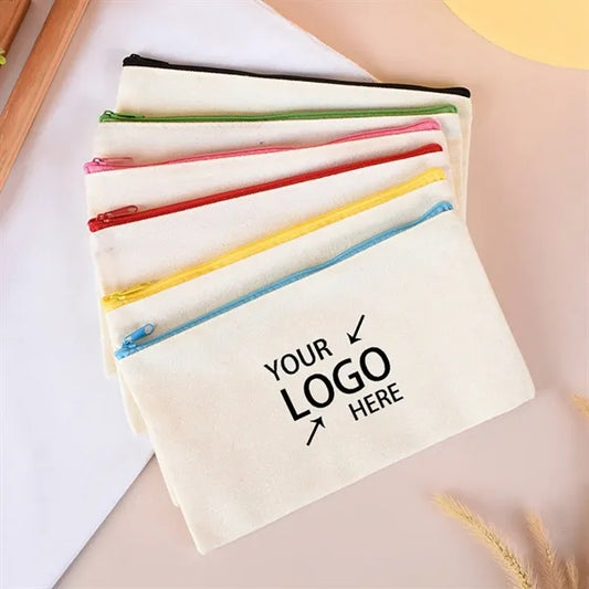 DIY Blank Canvas Zipper Pencil Pouch Makeup Bag