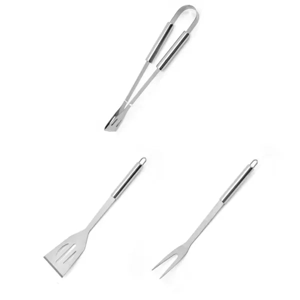 Stainless Steel 3-Piece BBQ Tool Set
