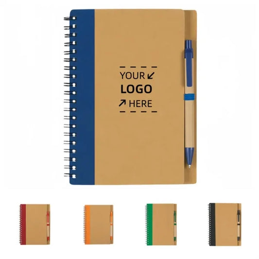 Kraft Paper Spiral Notebook w/ Pen - 60 Sheets