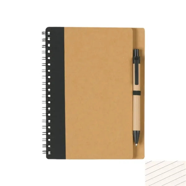 Kraft Paper Spiral Notebook w/ Pen - 60 Sheets