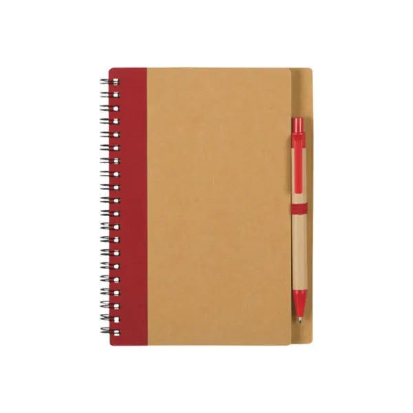 Kraft Paper Spiral Notebook w/ Pen - 60 Sheets