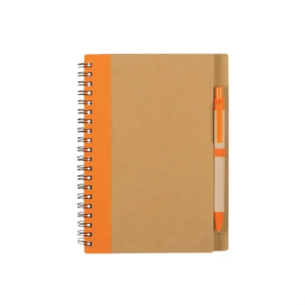Kraft Paper Spiral Notebook w/ Pen - 60 Sheets