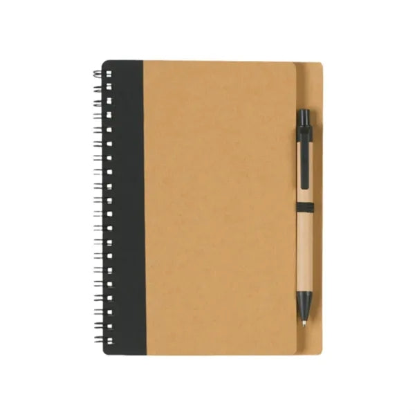 Kraft Paper Spiral Notebook w/ Pen - 60 Sheets