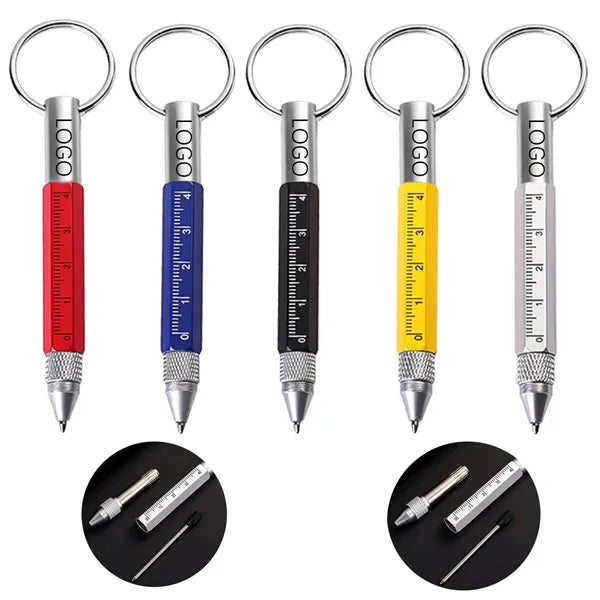 6 in 1 Mini Tool Pen Multifunctional Ballpoint Pen/Keychain