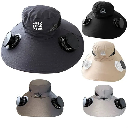Usb Charging Fisherman Sun Hat with Solar Cooling Fan