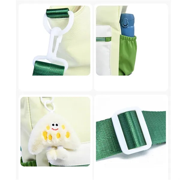 Cute Shoulder Zipper Handbag With Doll Keychain